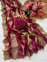 Space silk jharkan work sarees for party wear