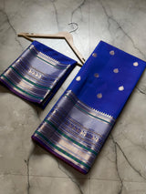 Banarasi soft katan silk contrast boarder saree