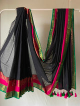 Mul cotton 120 courier zari boarder saree