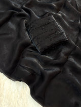 Space silk saree with design work on blouse
