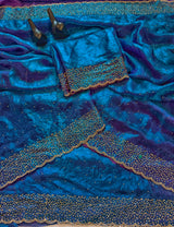 Space silk Diamond work saree
