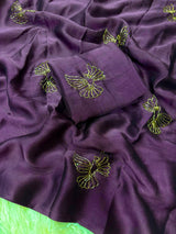 Soft rangoli bird design partywear saree