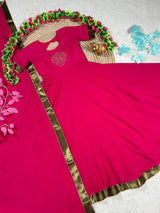 Mul cotton kolam design traditional Mangalagiri style anarkali set