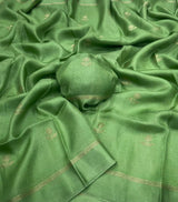 Jute silk viscose leaf pattern saree