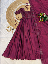 Vichitra silk duppata set dress