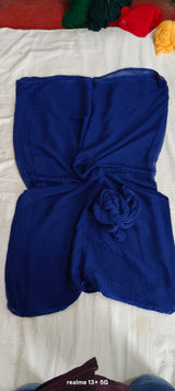 Plain single shade chiffon saree
