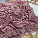 Space silk Diamond work saree