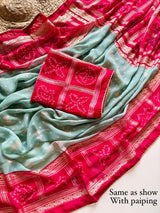 Moss Georgette Bandej Saree