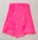 Soft chiffon saree leaf pattern