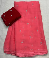 Chiffon contrast diamond saree