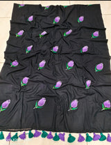 Mul cotton Tulip hand painted saree