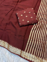 Viscose georgette single shade soft saree