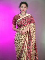 Ajrak crepe silk mirror saree