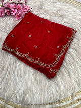 Space silk beads work saree