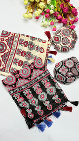Ajrak mirror trending saree