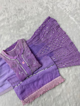 Georgette chikankari heavy Jaal work 3 pc kurti set