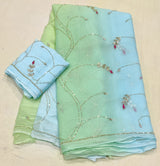 Chiffon heavy jaal work saree