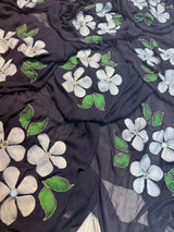 Chiffon handpaint kardhana work saree