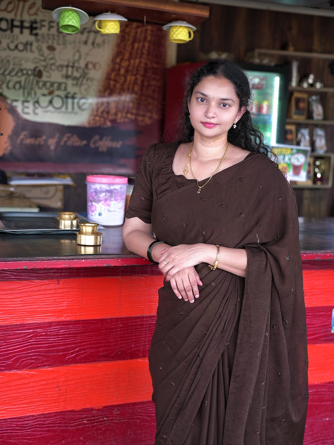 Coffee crush original beads buttis saree