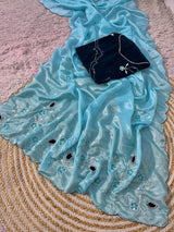 HO silk saree handwork with velvet blouse