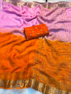 2 shaded viscose georgette checks saree