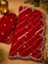 Lehriya chiffon mirror work saree