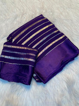Viscose georgette light weight sarees with satin patta