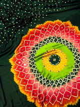 Ganji bandhej silk mirror work soft saree