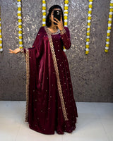 Space silk 2pc fully stitched anarkali set