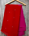 Chiffon mirror patra work dual shade saree