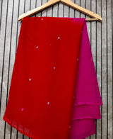 Chiffon mirror patra work dual shade saree