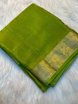 Pure chinnon flower jacquard zari saree