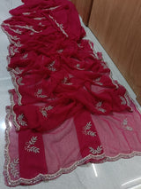 Pure royal georgette handwork saree