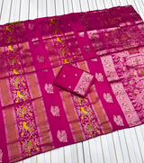 Kaddi georgette tissue meenakari saree