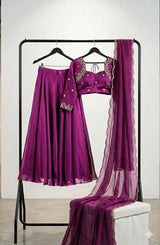 Madhuri Purple fully stitched lehanga