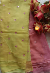 Chiffon patra work saree