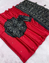 Ajrak bandini print semi modal crepe silk saree