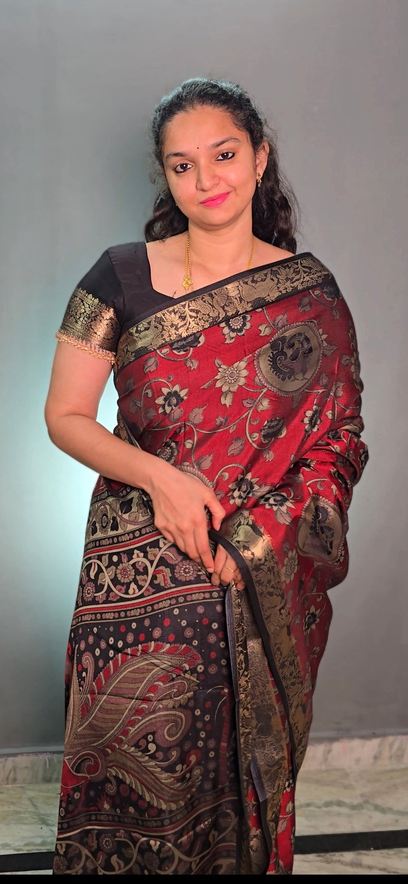 Maheswari Penkalamkari silk saree