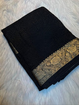 Pure chinnon flower jacquard zari saree