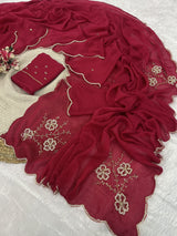 Soft crush rangoli floral katli handwork saree