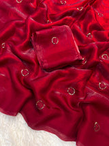 Space silk beads buttis saree