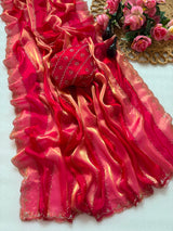 Space silk jharkan work sarees for party wear