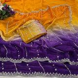 Space silk dual shade original beads work saree