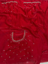 Space silk beads work saree