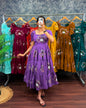 Chanderi floral embroidery maxi frocks for women