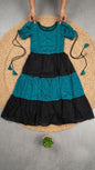 Vichitra silk fabric black and teal stylish maxi frock