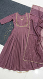 Vichitra silk full stitched anarkali set