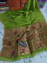 Pure linen jambdani tissue silk saree