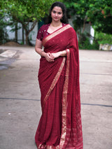 Viscose georgette checks sequins pattern sarees