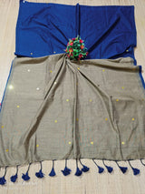 Cotton by Cotton contrast gini work saree with tassels